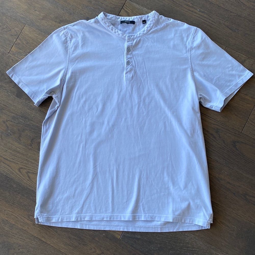 Vince Light Blue Short Sleeve Henley